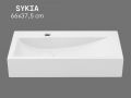 Waschbecken 66 cm Keramik Glänzend Weiß - Rechteckiges Design Wandhängend oder Aufsatz SYKIA