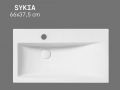 Waschbecken 66 cm Keramik Glänzend Weiß - Rechteckiges Design Wandhängend oder Aufsatz SYKIA