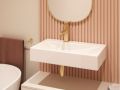Waschbecken 66 cm Keramik Glänzend Weiß - Rechteckiges Design Wandhängend oder Aufsatz SYKIA