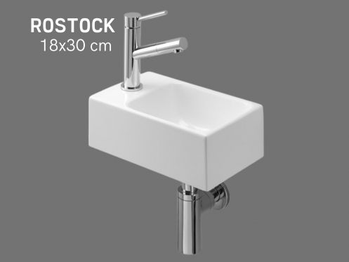 Handwaschbecken WC schmal 18x30 cm Keramik | ROSTOCK GAUCHE