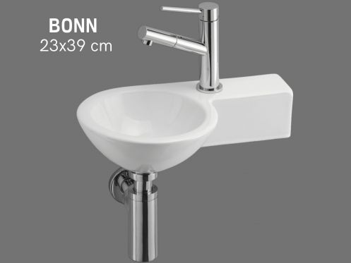 Handwaschbecken rund, keramisch, hängend 23x39 cm BONN DROITE