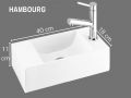 Hänge-Handwaschbecken Design 40x18 cm Harz weiß | HAMBOURG DROITE
