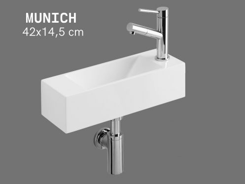 H�ngendes Handwaschbecken 42x14,5 cm - Kompakt & Wei� MUNICH DROIT