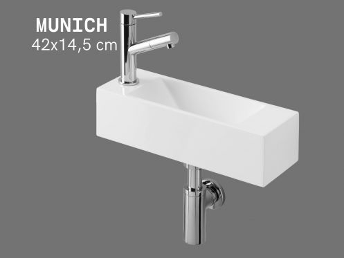 Hängendes Handwaschbecken 42x14,5 cm Kompakt & Weiß MUNICH GAUCHE