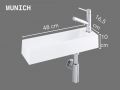 Wandwaschbecken 48x16,5cm Weißes Resin, ultra-schmal, ohne Überlauf | MUNICH 48 DROITE