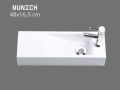 Wandwaschbecken 48x16,5cm Weißes Resin, ultra-schmal, ohne Überlauf | MUNICH 48 DROITE