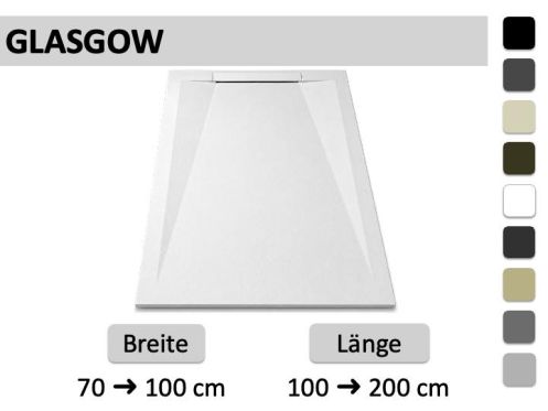 Duschwanne mit wandintegrierter Design-Duschrinne - GLASGOW