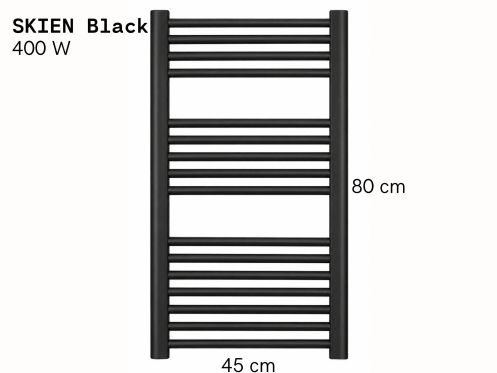 Elektrischer Handtuchtrockner aus mattschwarzem Stahl 80x45 cm - SKIEN