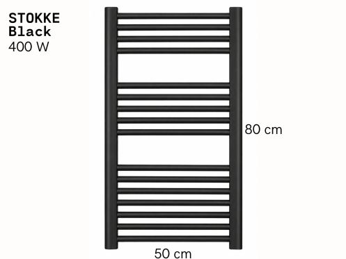Elektrischer Handtuchtrockner schwarz matt 80x50 cm - STOKKE
