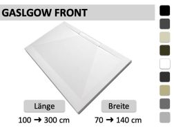 Duschwanne, mit seitlichem Ablauf, GLASGOW FRONTAL
