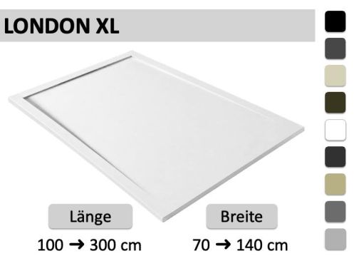 <h1>XXL-Duschwanne mit ultrafeiner Design-Duschrinne – LONDON XL</h1>