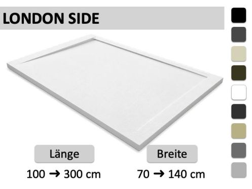 Duschwanne mit ultrafeiner Design-Duschrinne entlang der Länge – LONDON SIDE