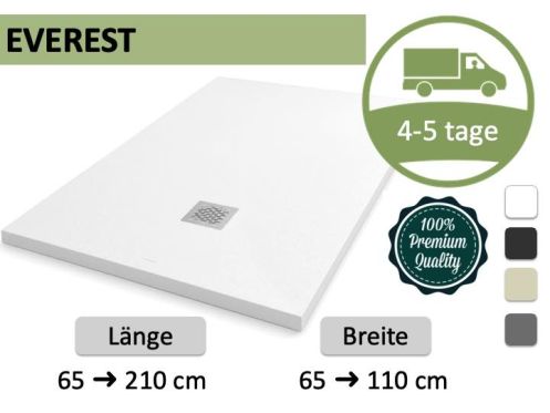 Zugeschnitten Premium-Duschwanne aus Mineralharz - EVEREST