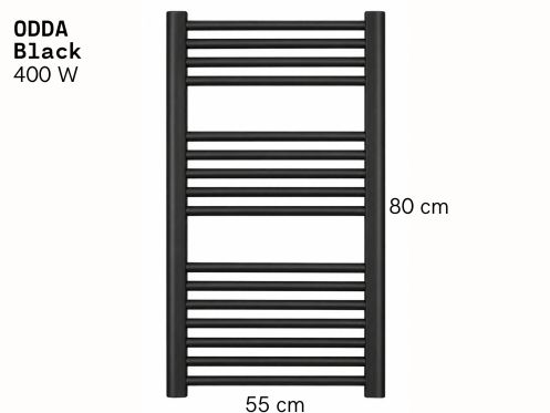 Elektrischer Handtuchtrockner aus mattschwarzem Stahl 80x55 cm - ODDA
