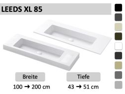 Doppelwaschbecken, Waschbecken 85 cm, Hänge- oder Einbautisch LEEDS XL 85