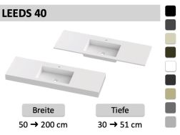 Maßgefertigte Waschtischplatte mit geringer Tiefe zur Wandmontage oder zum Einbau – LEEDS 40