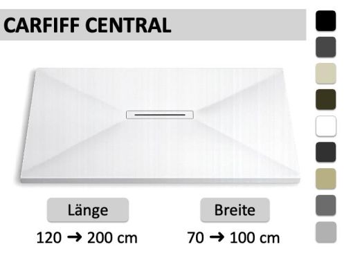 Duschwanne mit extra-feiner Design-Duschrinne - CARDIFF CENTRAL