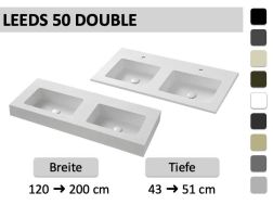 Maßgefertigter Doppelwaschtisch zum Aufhängen oder Aufstellen – LEEDS DOUBLE 50