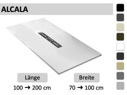 Duschwanne 100 cm, zentraler Abfluss, extra flaches Harz - ALCALA