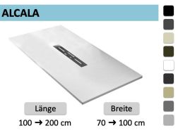 Duschwanne 100 cm, zentraler Abfluss, extra flaches Harz - ALCALA