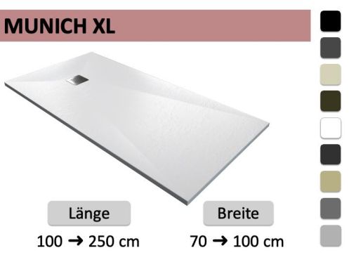 XXL Mineralguss-Duschwanne extra-flach - MUNICH XL