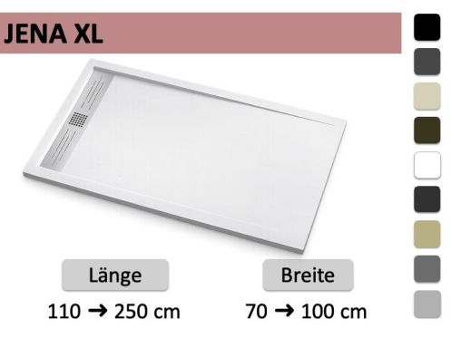Italienische Duschwanne mit extra-flachem Duschablauf - JENA XL