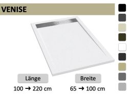 Duschwanne mit Rinne 100 cm Harz extra flach - VENISE