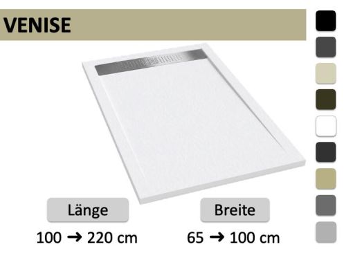 Duschwanne mit Rinne 100 cm Harz extra flach VENISE