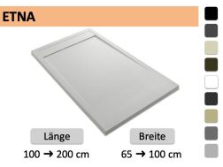 Extra-flache Duschwanne aus Mineralharz mit Rinnenablauf – ETNA COVER