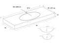 Maßgefertigte Waschtischplatte mit ovalem Waschbecken zur Wandmontage oder zum Einbau – LEEDS OVAL