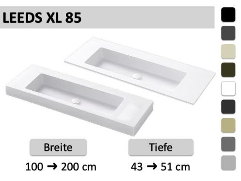 Maßgefertigter Doppelwaschtisch zur Wandmontage oder zum Aufsetzen – LEEDS XL 8