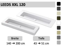 Maßgefertigter XXL-Doppelwaschtisch zur Wandmontage oder zum Aufsetzen – LEEDS XXL 12