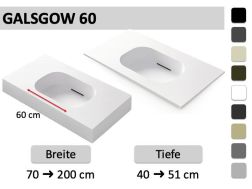 Hänge- oder Einbau-Becken mit Becken 60 cm– GLASGOW 60