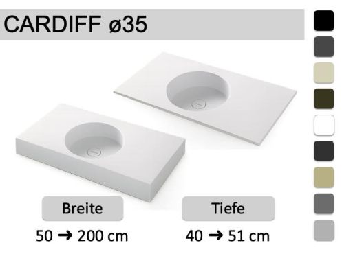 Hänge- oder Aufstellwaschbecken mit rundem Becken Ø35 cm – CARDIFF