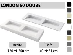 Doppelwaschbecken, Hänge- oder Einbaurinne – LONDON DOUBLE 50