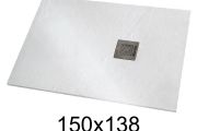 Duschwanne 150x138 cm extra flaches Harz - VERONE XL