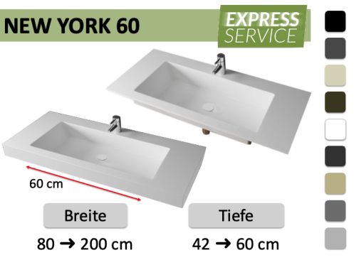 Hänge- oder Einbauwaschbecken nach Maß – NEW YORK 60