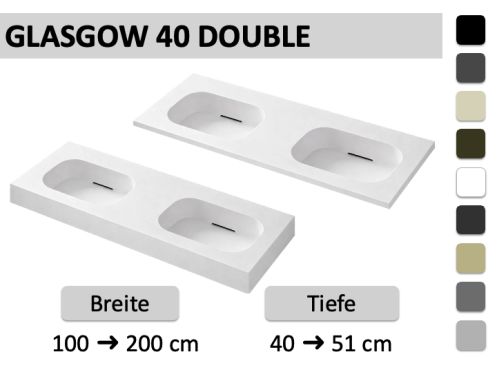 Doppelwaschbecken-Design aufgehängt oder eingebaut – GLASGOW DOUBLE 40