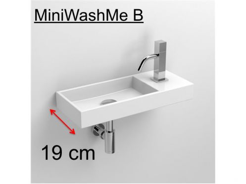 Waschbecken, 19 x 45 cm,  gerade Armatur - MINI WASH ME 45 RIGHT