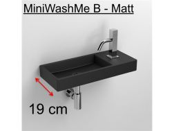 Handwaschbecken, 19 x 45 cm, aus matt anthrazitfarbener Keramik, Hahn rechts - MINI WASH ME 45 RIGHT